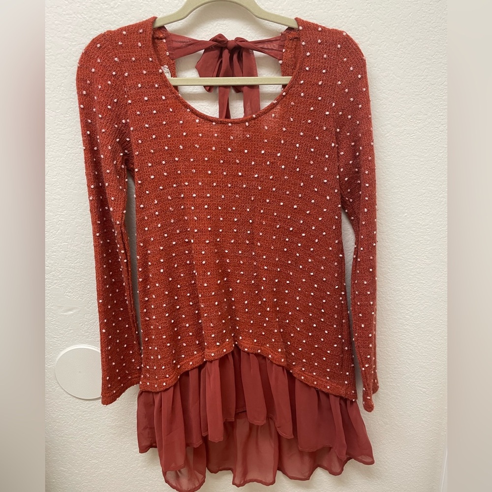 A’Reve Sweater Top with Back Bow Tie